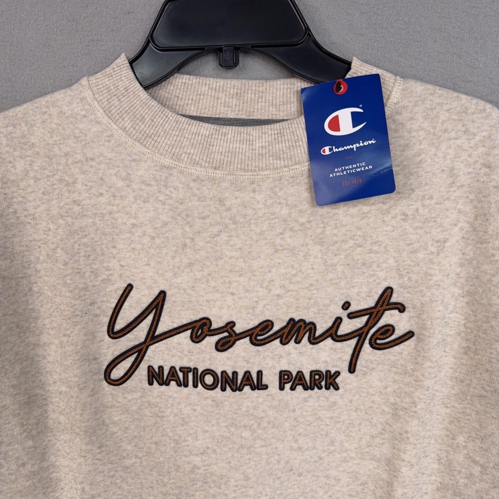 Yosemite National Park Sweatshirt Womens Medium Beige Fleece Crewneck Champion - Picture 2 of 11